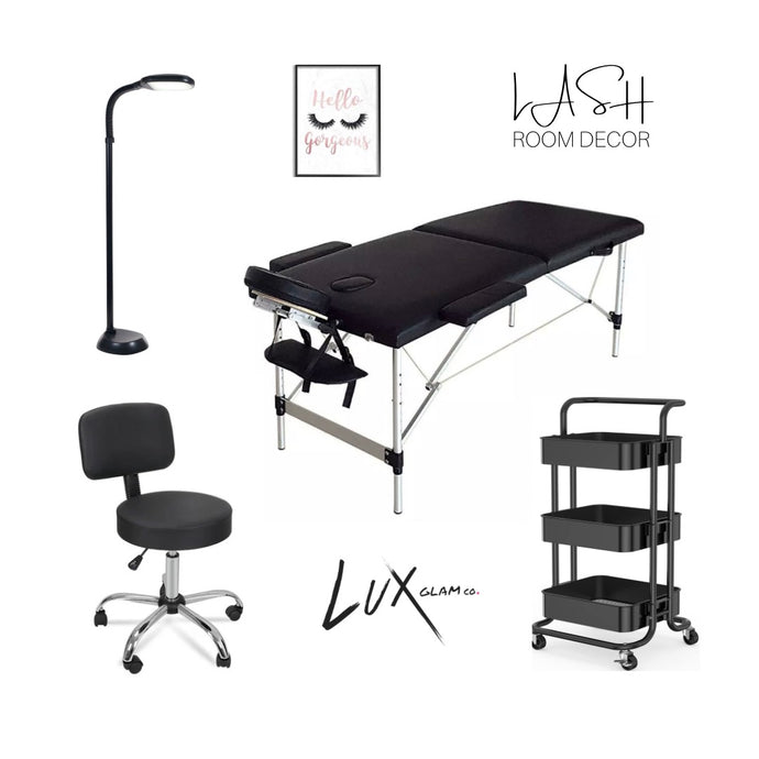 Lash extension bed chair, light, cart